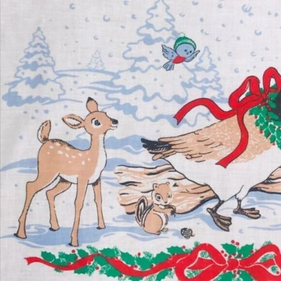 CHRISTMAS Kitchen Towel Deer Duck Cotton Set Of 4 - Picture 2 of 5
